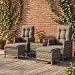 UDPATIO Rattan Gartenmöbel Set 5-teilig mit Verstellbaren Sessel, Fußhocker und Couchtisch, Lounge Möbel Outdoor Set, Balkonmöbel Kleiner Balkon, Wetterfest Terrassenmöbel, Dunkelgrau
