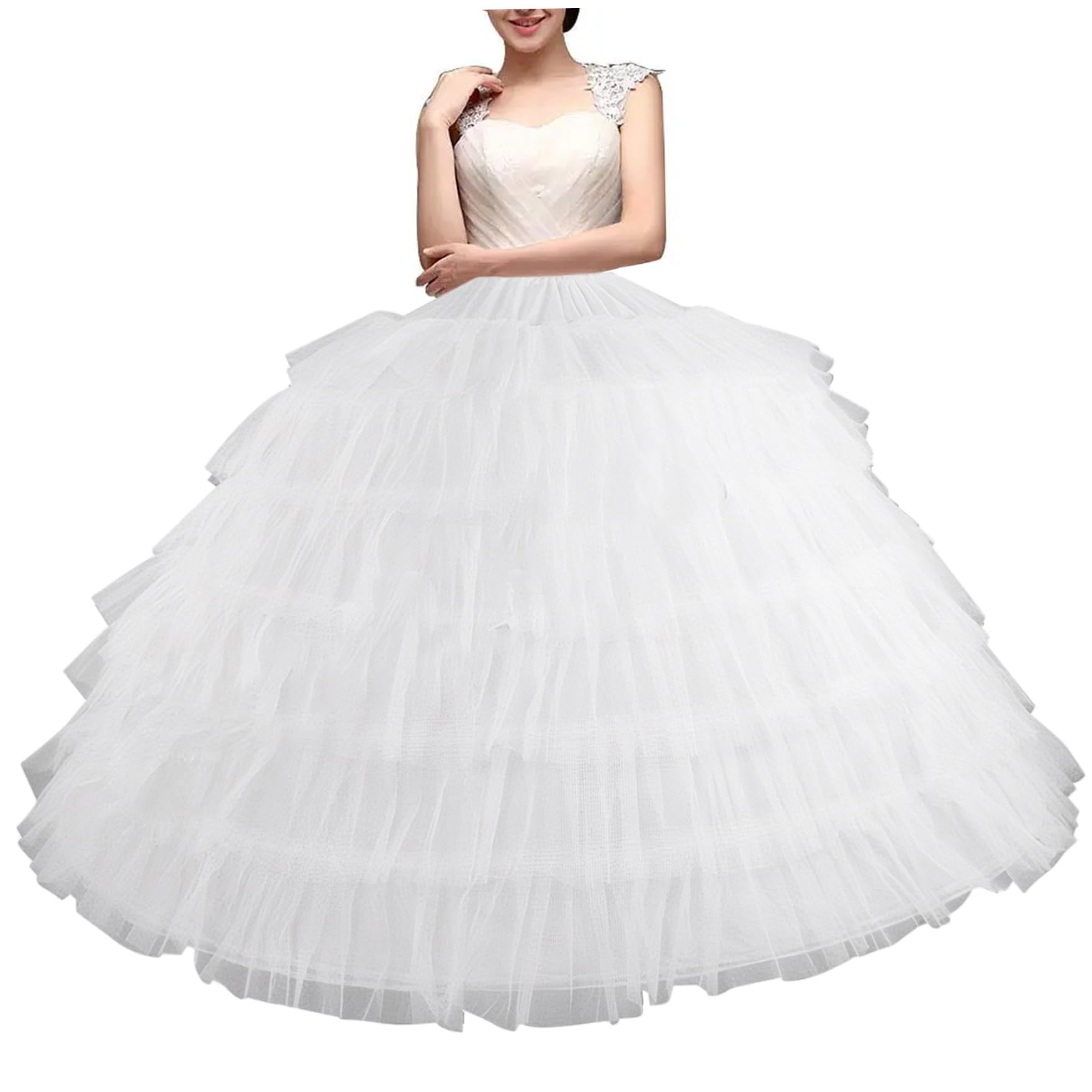 Jupon Jupe 6 Cerceaux Jupon Tulle 43 Pouces de Long Jupons pour Femmes sous la Robe Jupe de mariée réglable pour Robe Bal Mariage Cérémonie Bal..