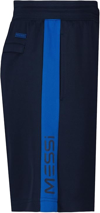 Messi Men's Lifestyle Closed Eye Mesh Shorts with Drawstring, Comfortable Fit, 100% Polyester