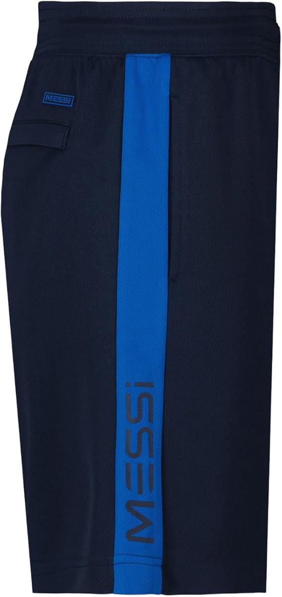 Messi Men's Lifestyle Closed Eye Mesh Shorts with Drawstring, Comfortable Fit, 100% Polyester