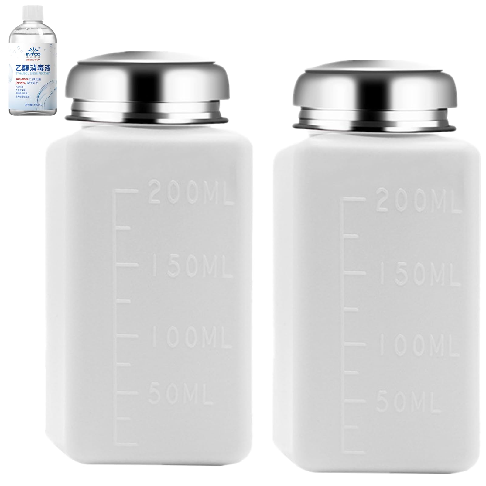 2 Pcs Liquid Push Alcohol Dispenser Solder Flux Bottle Cleaner Push Down Pump Dispenser for Acetone Cleanser Polish Remover, 200ml