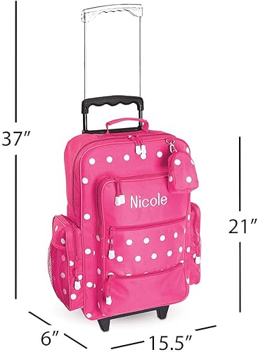 Miniatura 2 de Lillian Vernon Equipaje rodante para niñas, Rosado, Puntos rosados