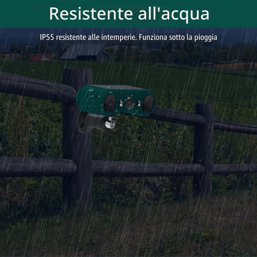 2 PEZZI Solare allarme sensore di movimento da esterno, 2 * 130dB | Dispositivo deterrente a ultrasuoni,IP65, 4 modalità, rosso e blu movimento trigger luce stroboscopica, Per il giardino