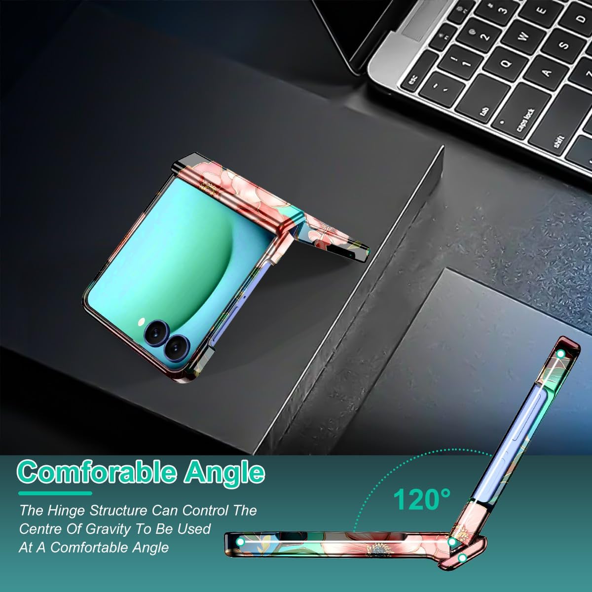 Hekodonk for Galaxy Z Flip 7 Case,[Compatible with MagSafe][Built-in Screen Protector][Hinge Protection],Magnetic Slim Shockproof Women Girls Case for Samsung Galaxy Z Flip 7,All Green