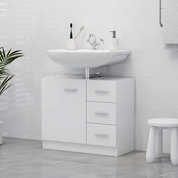 BaraSh Sink Cabinet White 63x30x54 cm Engineered Wood,Floor Standing Vantiy Cabinet with Sink, Bathroom Vanity Storage
