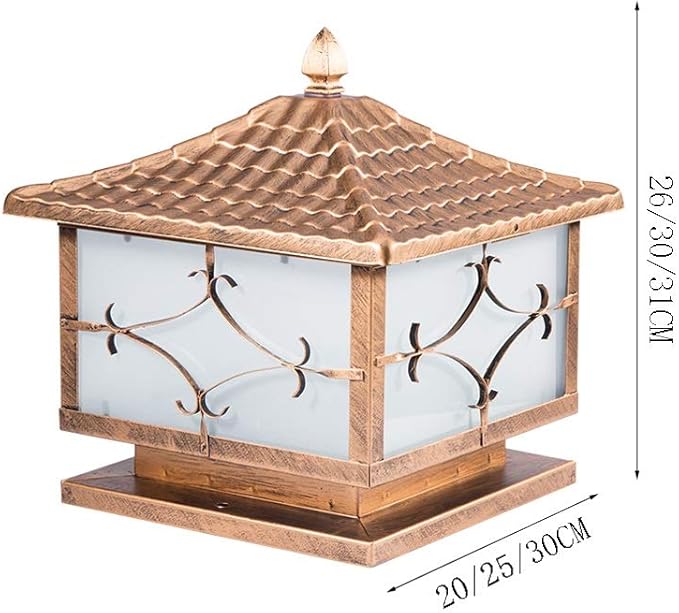 GRAWIT LED Wall Pillar Lamp Outdoor Binnenplaats Landscape Light Square Wall Head Lamp Oriental Loft Shape Brons Landscape Light Iron Craft Lamp Garden/Yard/Gras Decor Lights E27 (Size : 25cm) beautiful photo 3