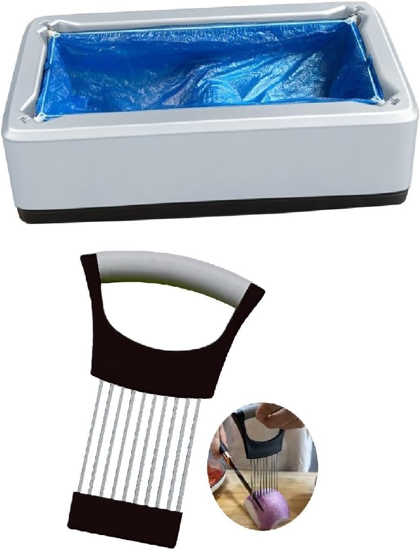 Automatic Shoe Cover Dispenser with 100pcs Plastic Shoe Covers for Indoors,Onion Slicer Vegetable Chopper Onion Holder Slicing,Tomato Cutter with Cover for Fruit,Lemon,Egg,Butter,Potato