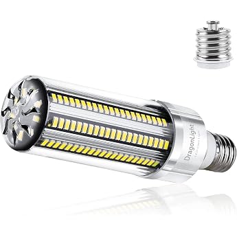 DragonLight 50 W Super Bright Corn Light LED Light Bulb Replaces 350 Watt - E27 Edison LED Lamp with E40 Adapter - 6000 K Cool White 6000 Lumen for Large Area Lighting - Garage Hall Warehouse Workshop