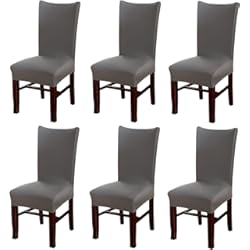 FUMEI Fundas de Sillas de Comedor, Elasticas y Lavables para Proteger Silla Modern Bouquet de la Boda, Hotel, Decor Restaurante (Gris, Pack de 6)