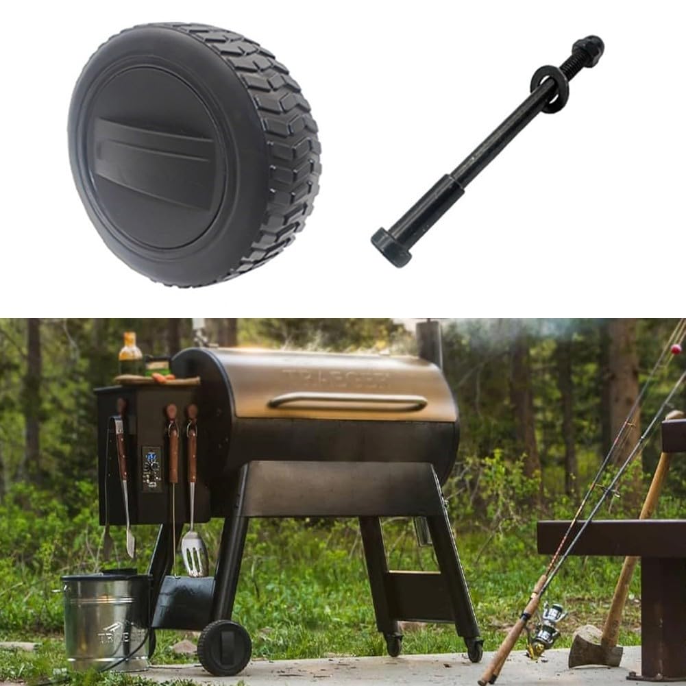 Ruote girevoli per barbecue per Traeger, ruote in gomma silenziose per griglia a pellet di legno, ruote di ricambio resistenti
