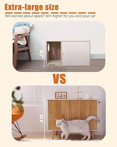 Miniatura 5 de Maksone Muebles ocultos para gatos, caja de arena extragrande con rascador y desodorización para gatos, 31.5 x 18.5 x 24.4 pulgadas para gatos