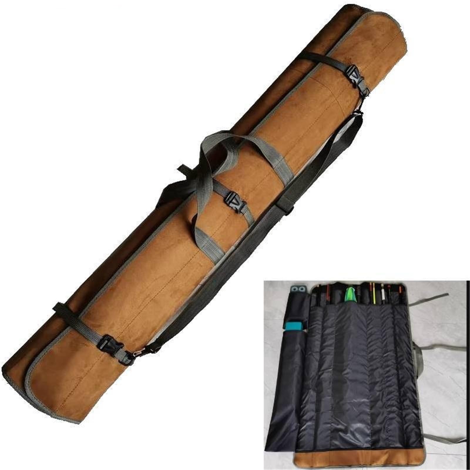 Funda Caña De Pescar Bolsa de Pesca Lona 120cm, 130cm, 150cm, Impermeable, caña Pescar, Paraguas, Aparejos, Estuche Almacenamiento, Bolsos Hombro enrolladas portátiles