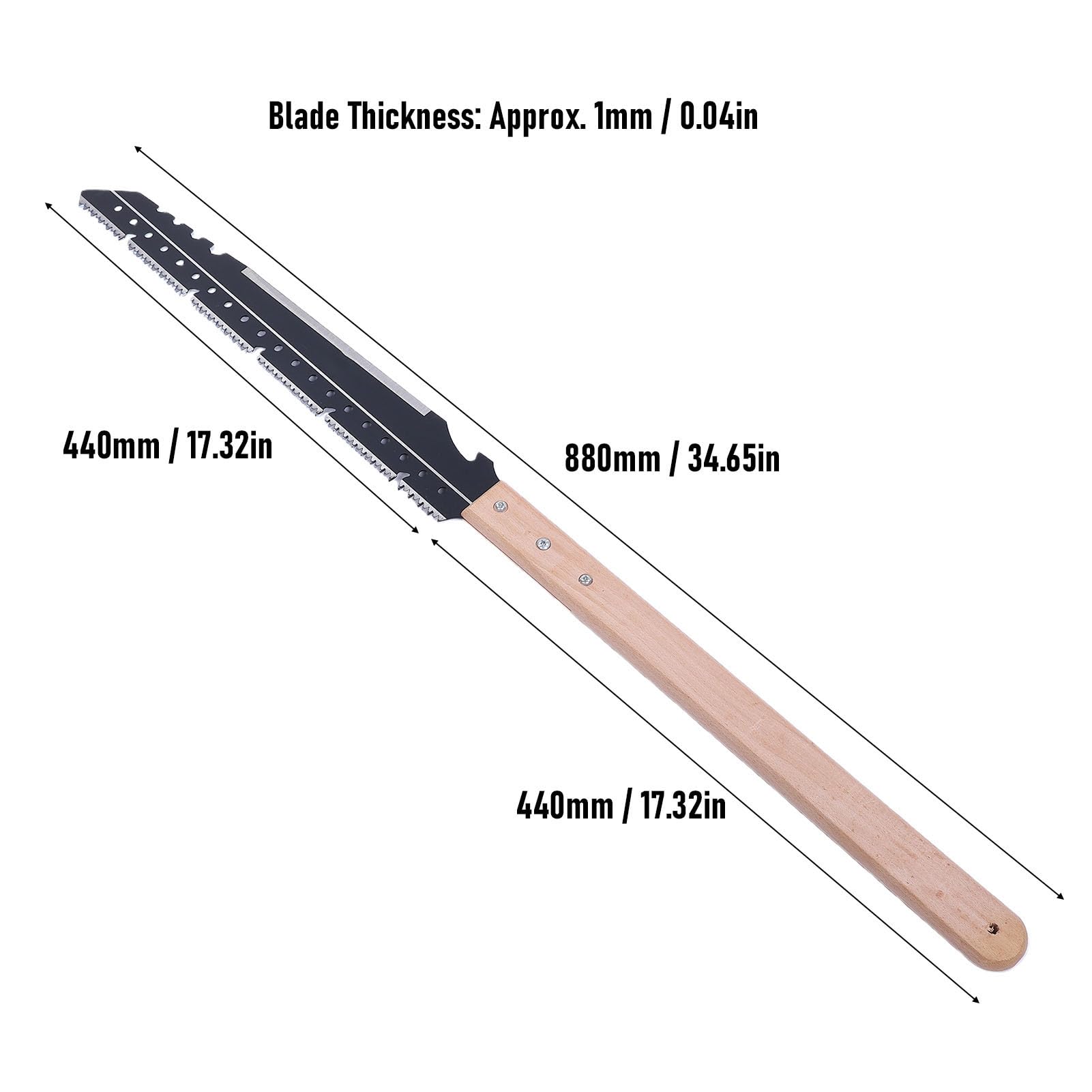 Eujgoov Scie à Main 440mm, Scie Japonaise avec Lame en Acier SK5 et étui en Cuir, pour élagage des Arbres, Jardinage et Travaux Extérieurs