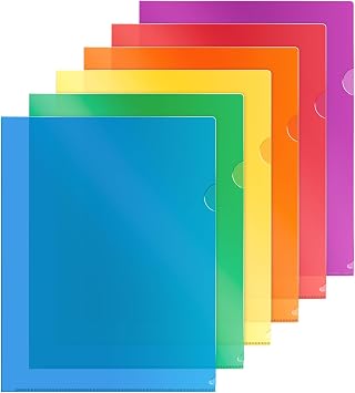 Dunwell Clear Plastic Folders for Documents 12 Pack, Assorted Colors - Letter Size Plastic File Folder Sleeves 8.5x11 - Durable & Tear-Resistant Poly Document Folder Jackets for School Office & Home