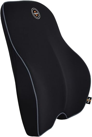 Lumbar Support Pillow for Car, Office, and Gaming Chair, Lumbar Cushion Desk Chair Back Cushion, Memory Foam Back Support Pillow, Comfortable and Breathable, Ergonomic Back - Black
