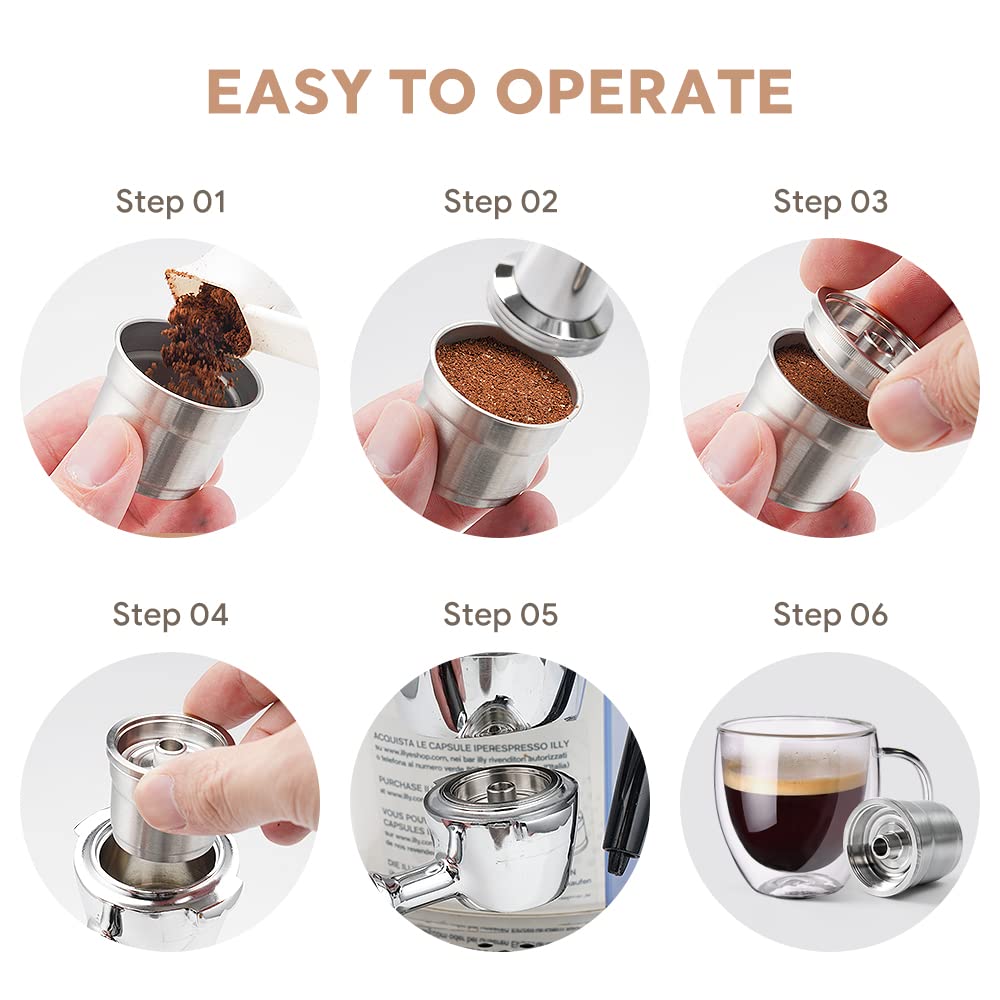 RECAFIMIL Cialde di caffè IL-LY riutilizzabili Capsule di caffè ricaricabili in acciaio inossidabile compatibili per ILLY X7/Y3/Y5 (1 capsula)
