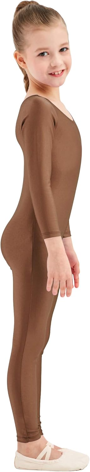 Kepblom Girls Scoop Neck Long Sleeve Unitard Bodysuit Dancewear For Child - Image 3