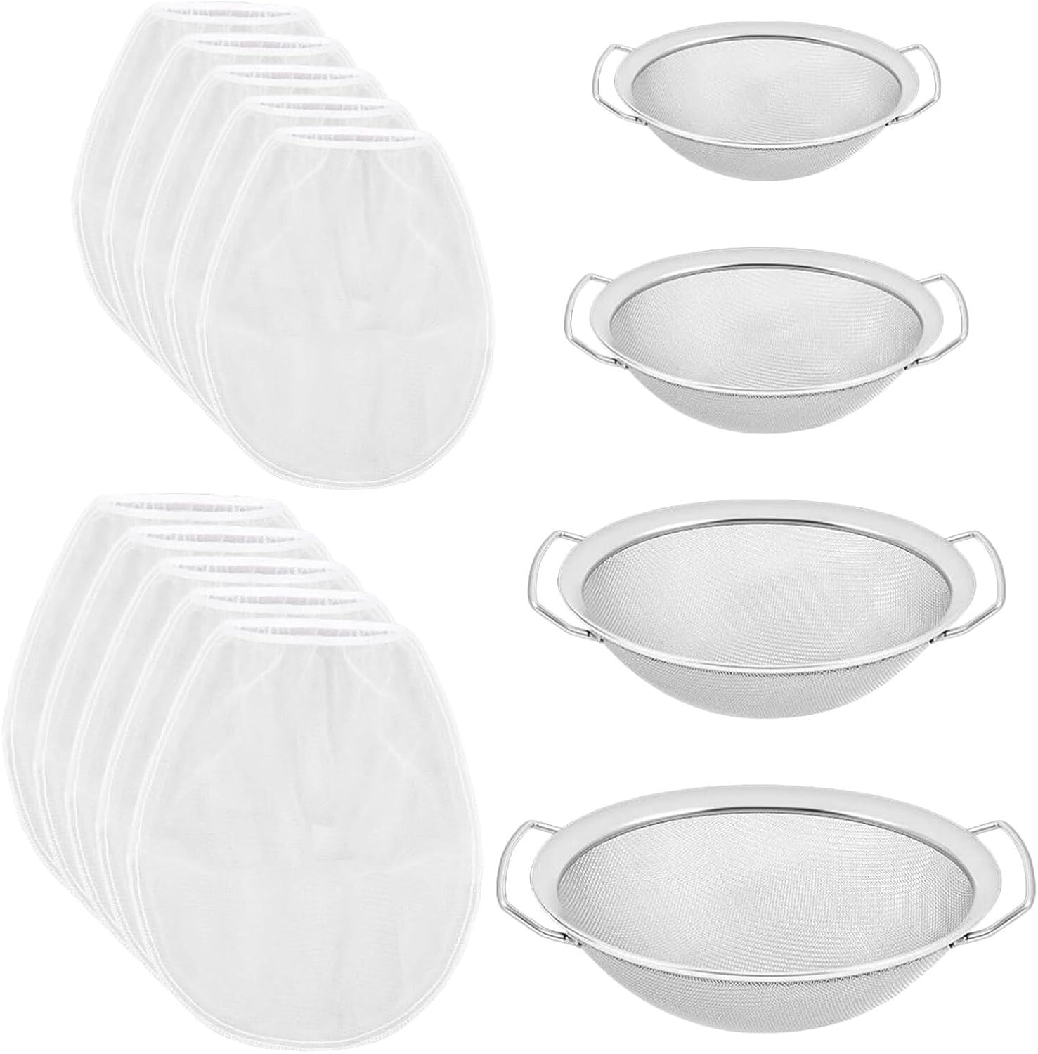 GLEAVI Stainless Steel Paint Filter Strainers Set 4pcs with Multiple Mesh Screens for Car Paint Filtration and Oil Residue Filtering, Reusable Painter Strainer Accessories for Spray