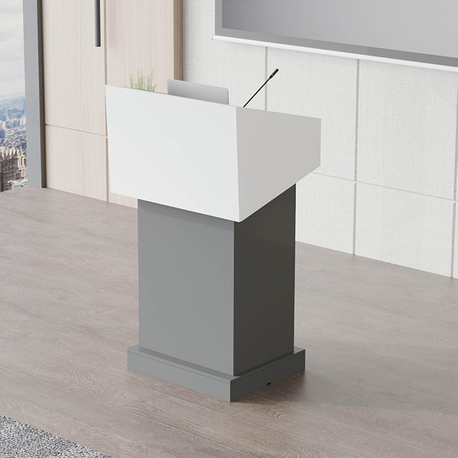 DUANHOZ Professional Wooden Podium Stand for Church, Classroom, Lecture, and Presentation, Portable and Modern Design for Various Events