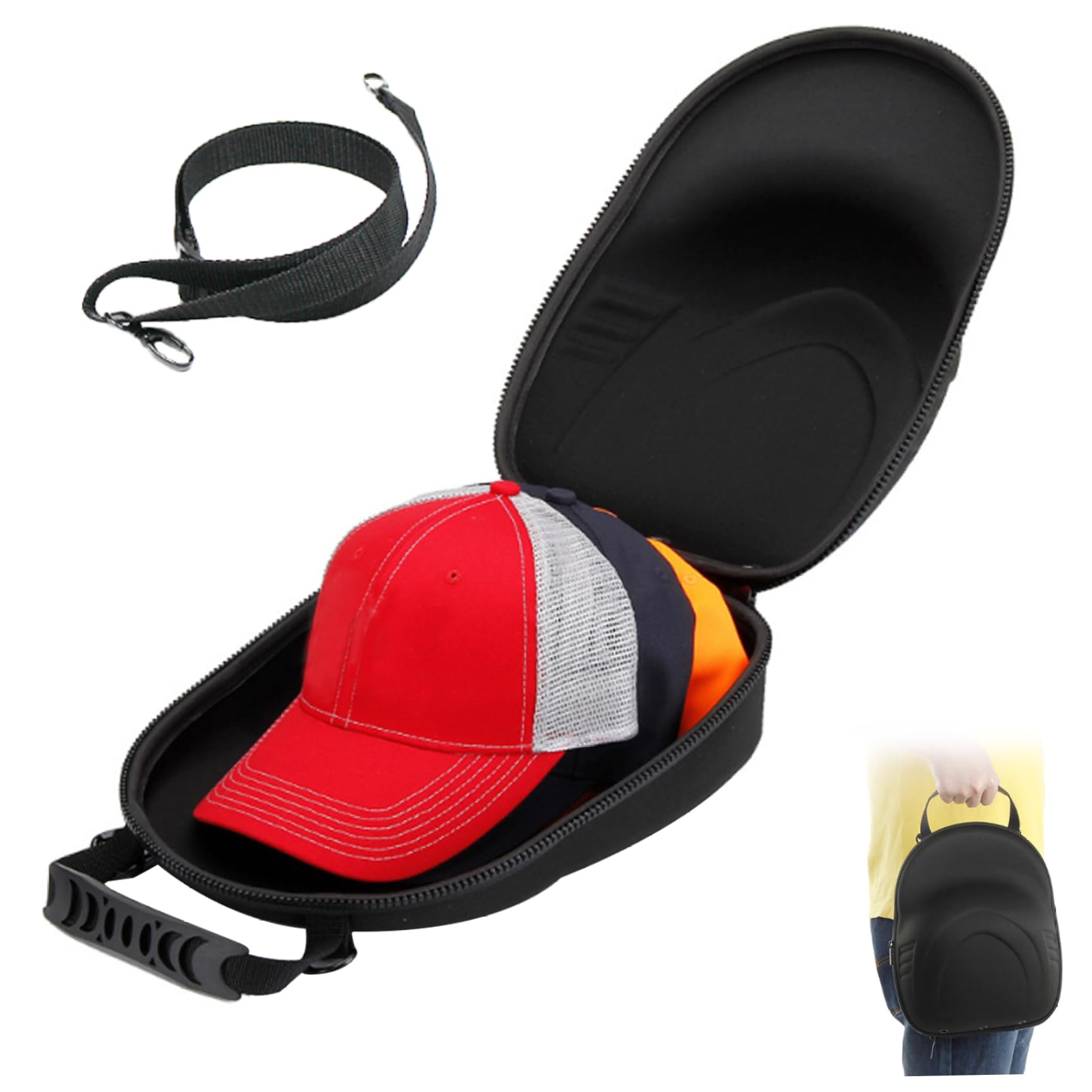 Transporteur de chapeau bagage rigide antichoc étanche avec stockage portable 4-6 casquettes