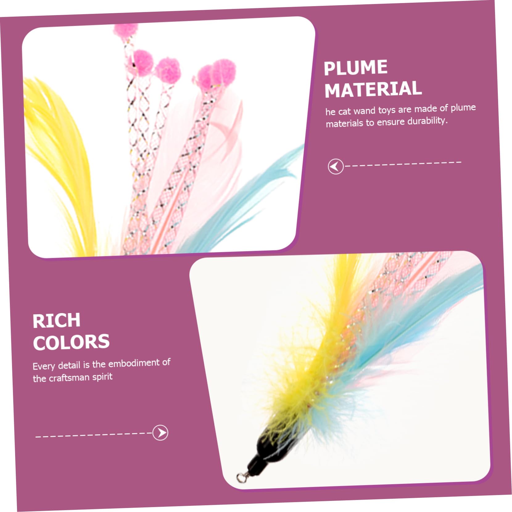 Kisangel 24pièces Jouets à Canne Multifonction pour Chats Remplacements De Plumes Interactives pour Jouets à Filer Teaser