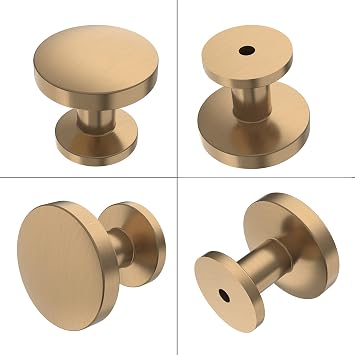 9BUILD 10 Pack Champagne Bronze Cabinet Knobs - 1.2 Inch Round Drawer Knobs for Kitchen & Dresser Drawers