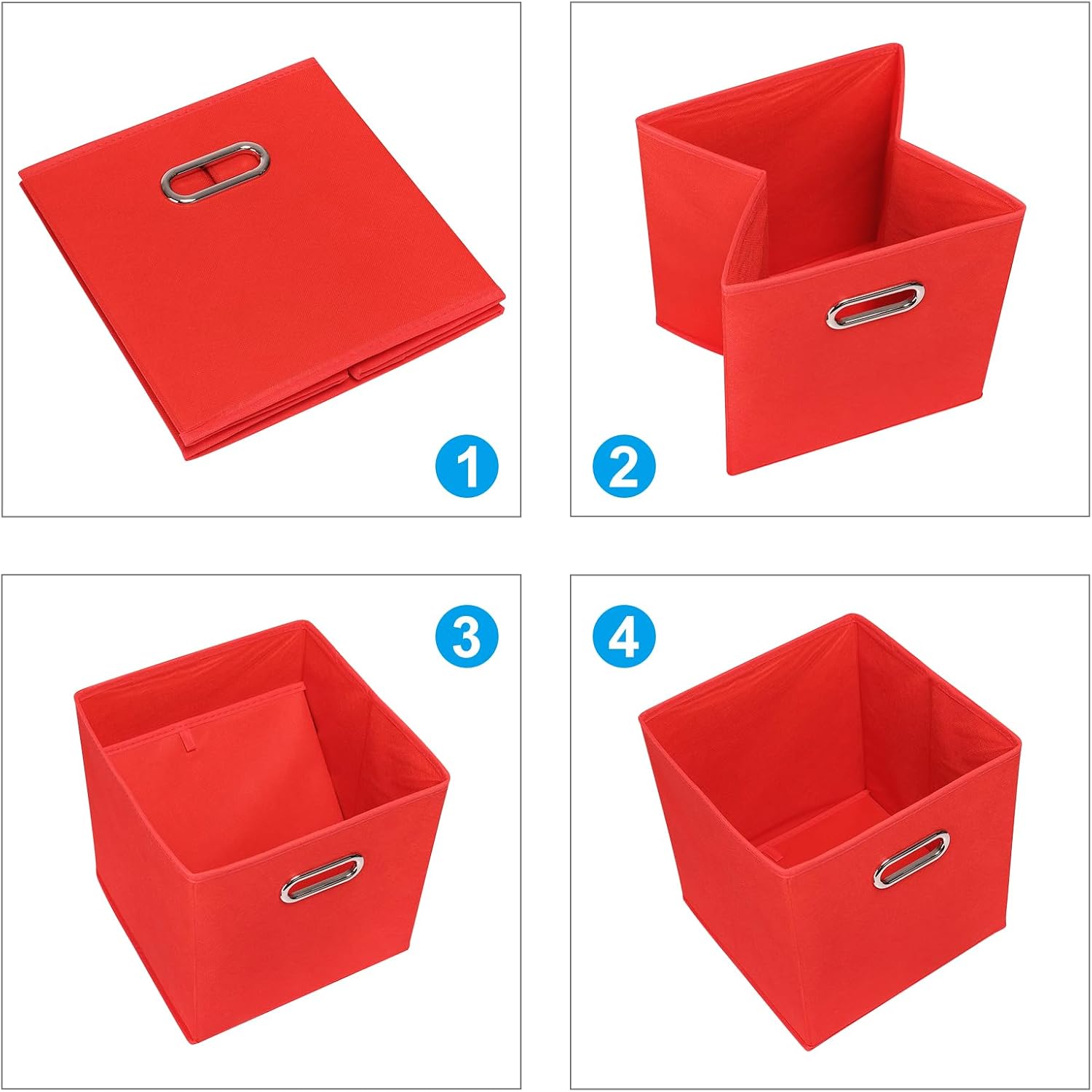 PATIKIL Foldable Storage Cube Bins, Fabric Storage Bins Cube Organizer with Handle for Home Bedroom Shelf Closet Organization, Gold Tone (10"x10"x10") image 4