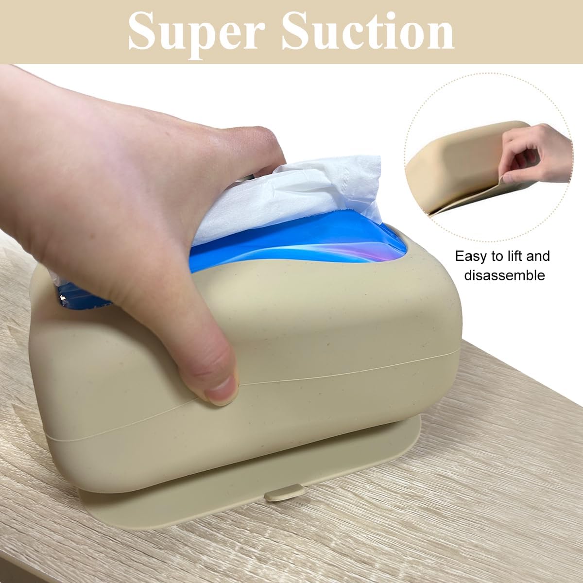 Dhanuom Silicone Tissue Box Strong Suction Cup Tissue Paper Box Desk Tissue Box Wall Mount Tissue Box Under Desk Space Saving Under Desk Tissue Paper Box for Dressing Table, Desk, Office(1pcs) 2