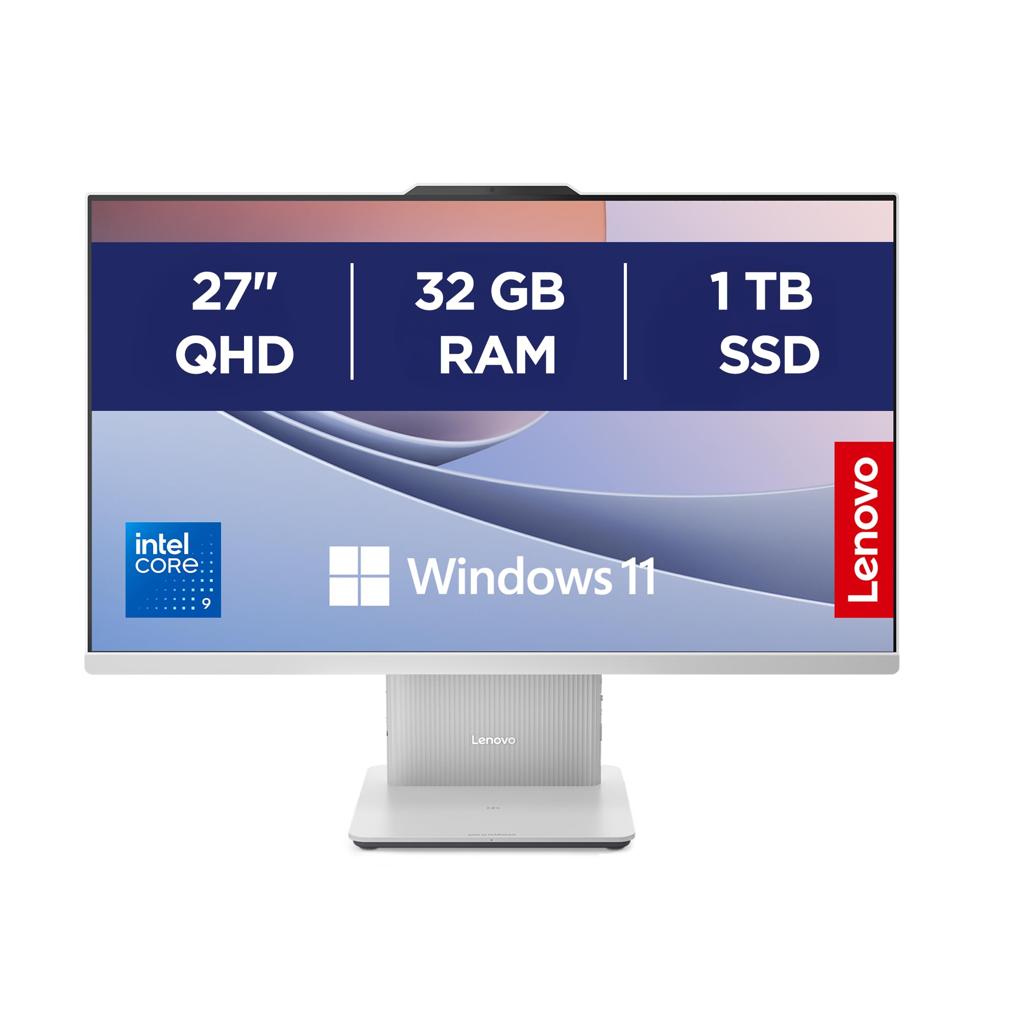 Lenovo IdeaCentre All-In-One PC | 27" QHD Display | Intel Core 9 270H | 32GB RAM | 1TB SSD | Integrierte Intel Grafik | Windows 11 | Inkl. Maus und Tastatur | Cloud Grau | 3 Monate Premium Care