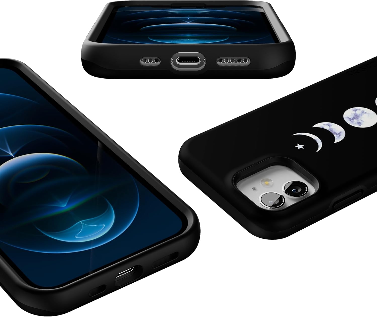 Casely iPhone 12/12 Pro Case | It's Just a Phase | Marble Moon | Compatible with MagSafe | Bold Protective Case Design