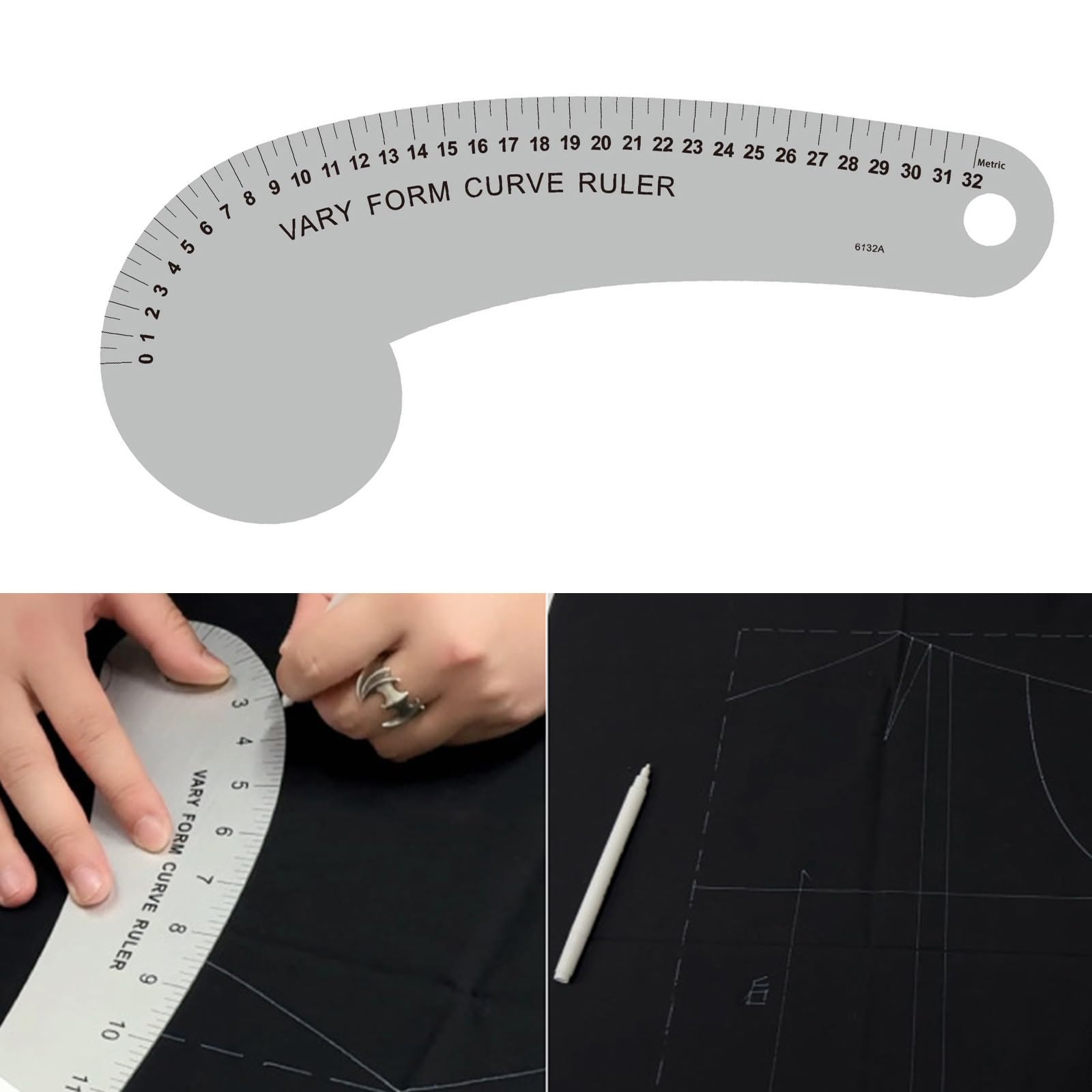 Righello in alluminio robusto per sartoria con linea di taglio liscia