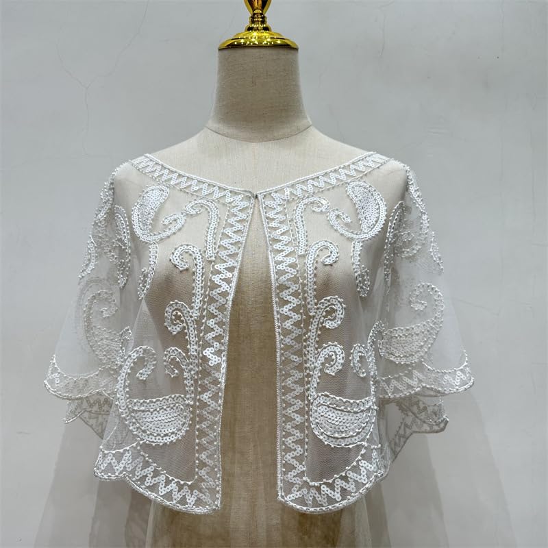 20s Shawl Wraps Sequin Beaded Shawl Wedding Bridal Wrap For Evening Dresses Gatsby Party Harlem Night Accessories2