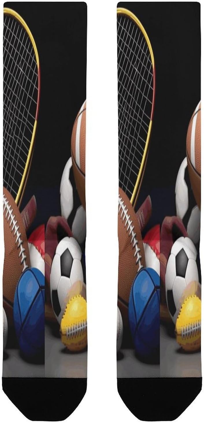 Sports Themed Compression Socks Cute Soft Support Socks Breathable Knee High Tube Socks for Man&Women