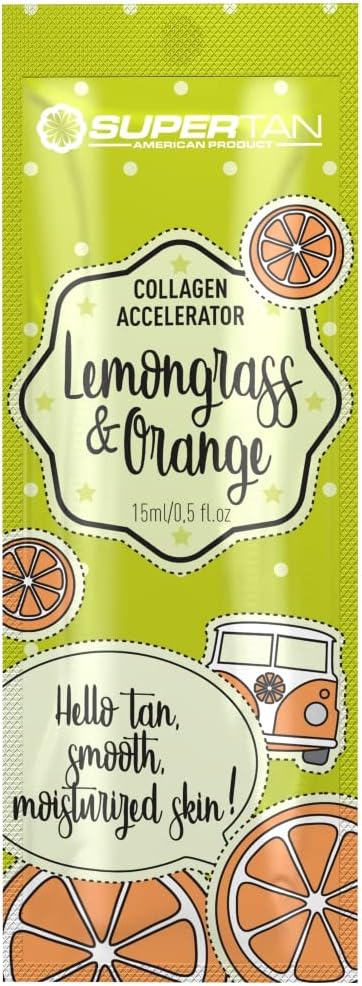 Supertan Lemongrass & Orange collagen accelerator sunbed tanning lotion cream 15ml sachet