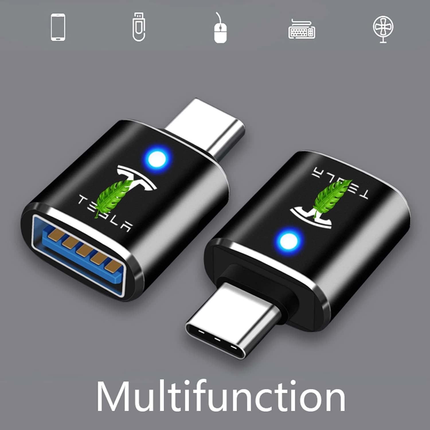 KIKIMO USB C to USB Adapter Fit for Tesla Model 3/Y/S/X, Tesla Model 3/Y Accessories, USB-C to USB 3.0 Adapter, Fit for Most Electronic Equipment