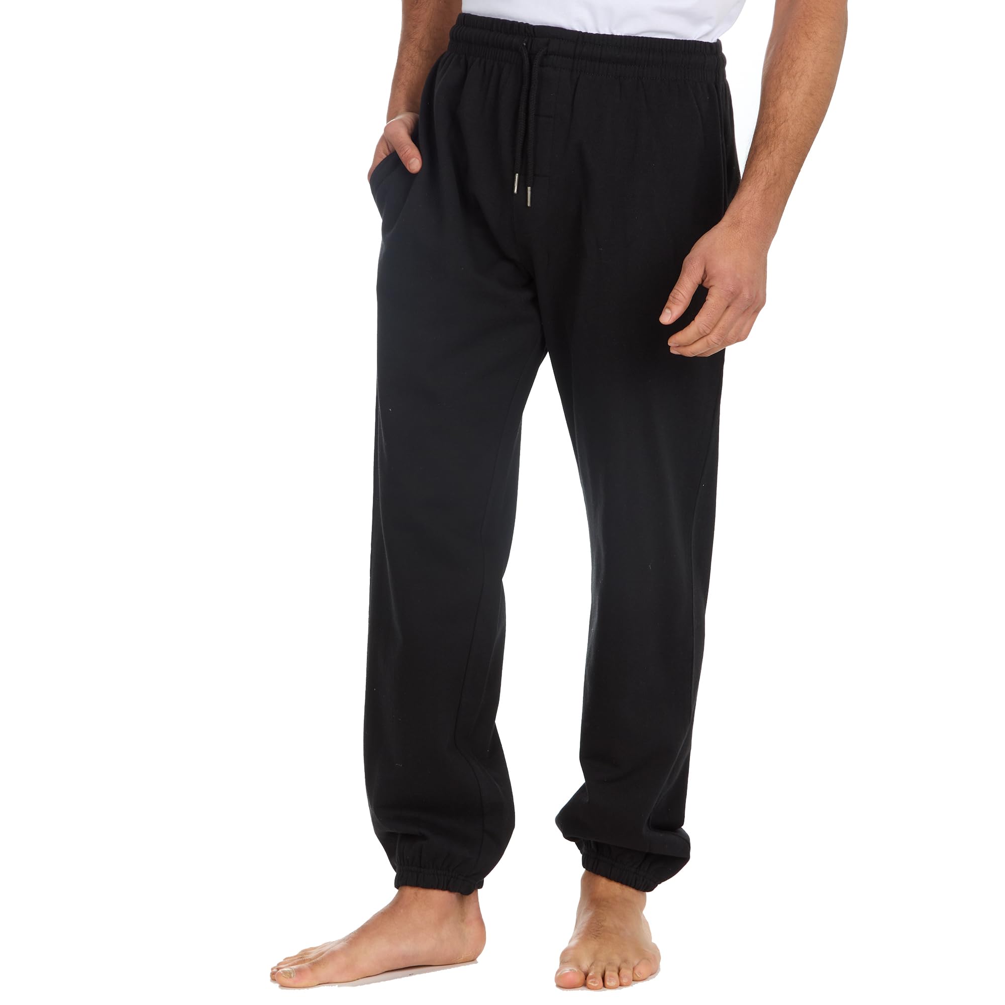 Metzuyan WS-SS24 Mens Regular Fit Jogpants Tracksuit Joggers with Elasticated Leg Hem Plain Black Small