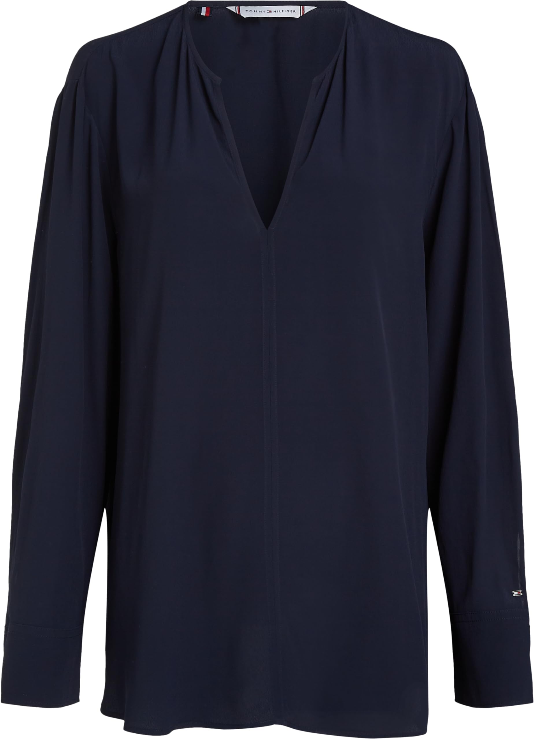 Tommy Hilfiger Blusa para Mujer Viscose Crepe Blouse con Cuello de Pico