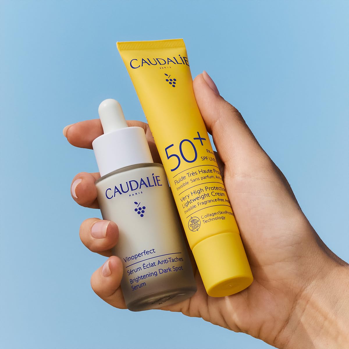 Caudalie Vinoperfect Serum 30 ml (Volle Größe) + Gratis Vinosun Sonnenschutz LSF 50+ 20 ml | Vitamin-C-Alternative mit Viniferine