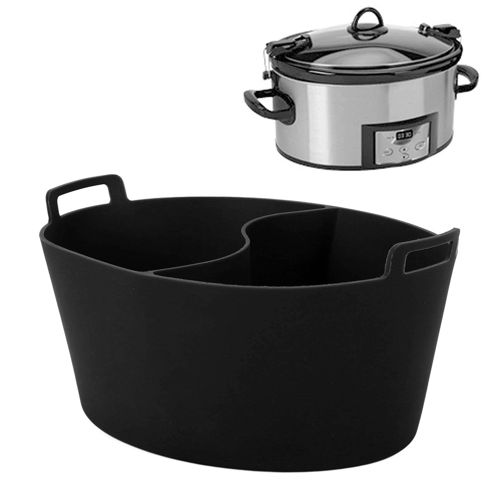 Revestimiento de Olla de Cocción Lenta, Silicona de Grado Alimenticio, Resistente a Fugas, Reutilizable, Resistente Al Calor, Revestimiento Divisor de Olla (Negro)
