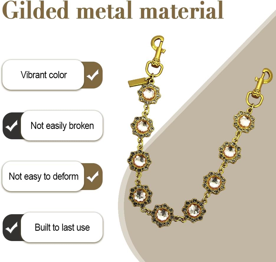 DONGKER Bag Charm,Flower Shaped Rhinestone Bag Chains for Women Men Handbags Clothes DIY Crafts image 2