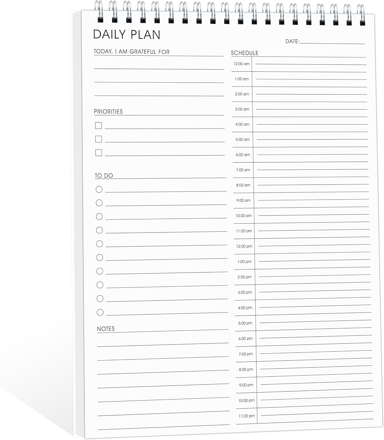 24 Hour Daily Planner with To Do List for Work & Personal Life,105 Days for Productivity Planner, No Bleed Everyday Planner, Daily Schedule, 6.5 x 9.8