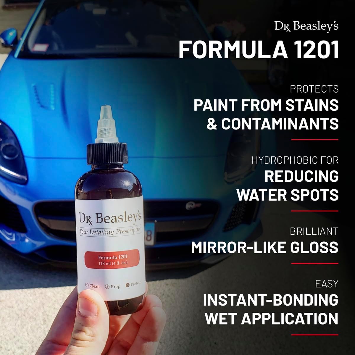 Dr. Beasley's Formula 1201 Coating - 4 oz., Instant Bonding Coating, Withstands Hundreds of Washes, Hydrophobic - P38T04