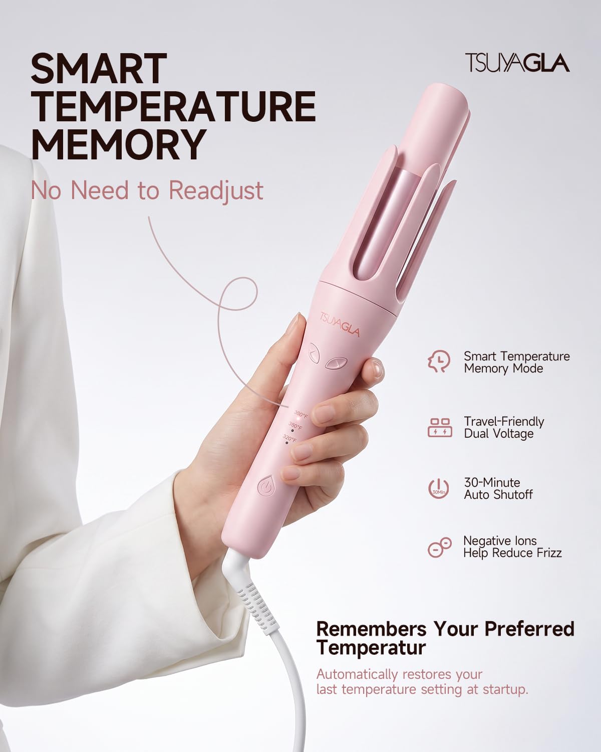 TSUYAGLA Automatic Rotating Curling Iron with Ceramic Ionic Care