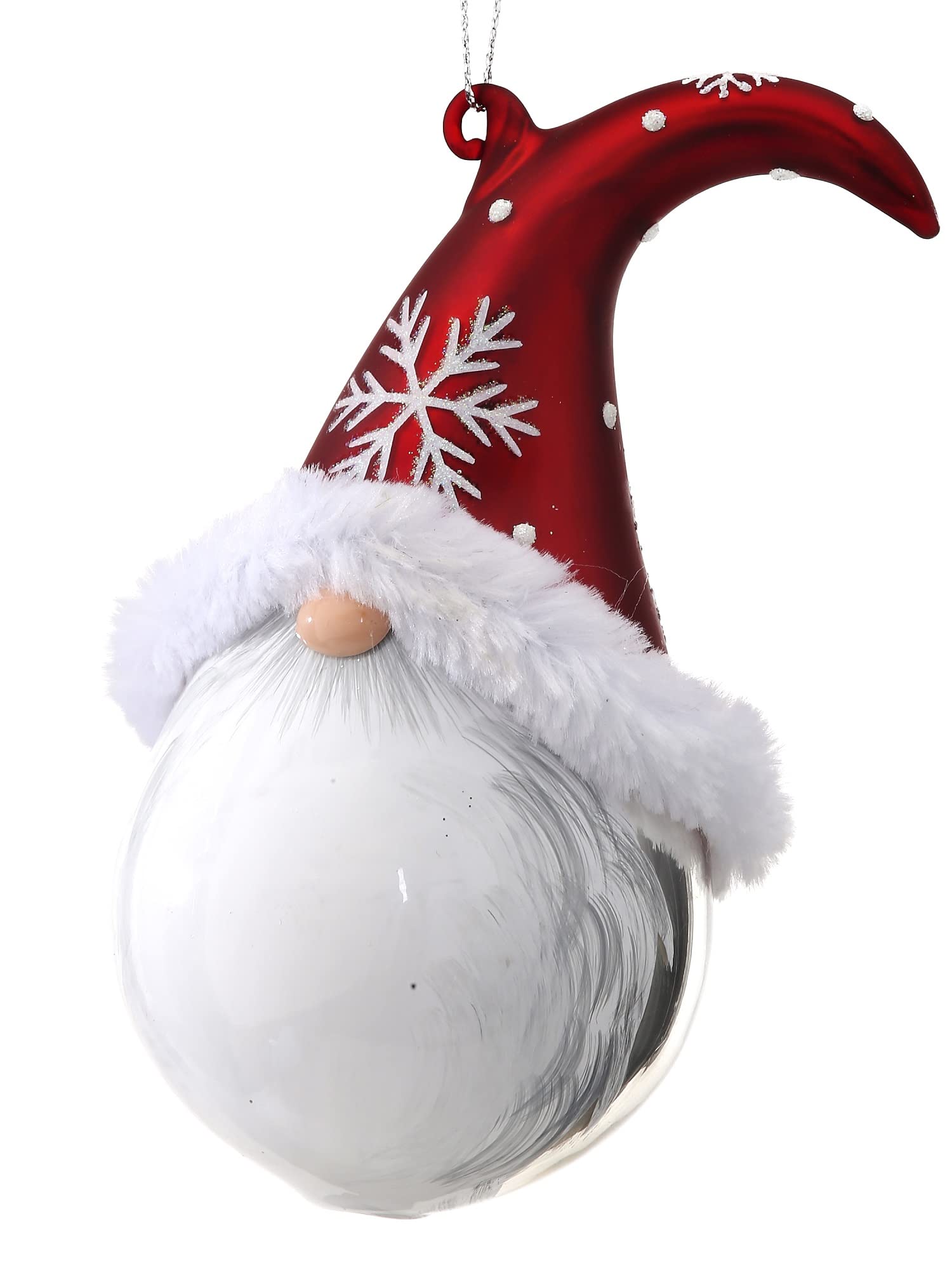Regency International Gnome Santa Head Hanging Ornament, 6-inch Length, Red and White