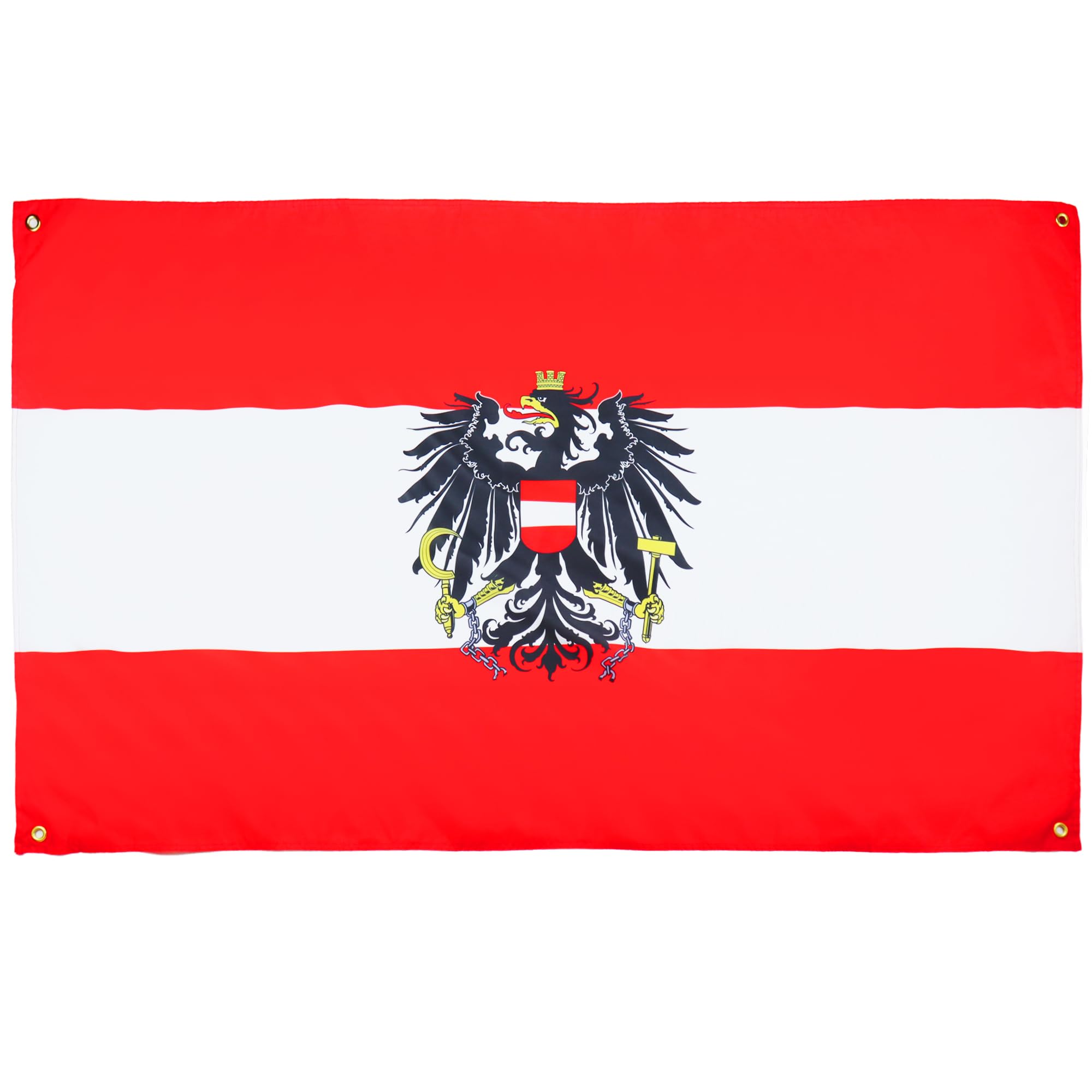 AZ FLAG Austrian Flag with Eagle 150 x 90 cm with 4 Eyelets Austrian Flag for Balcony or Wall, Austria with Eagle, 1 Pièce