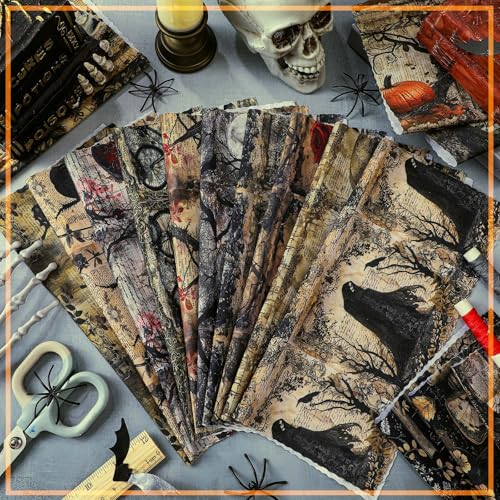 image for HunnmingRe 20 Pcs 10''x10'' Halloween Quilting Fabric Square Skeleton 