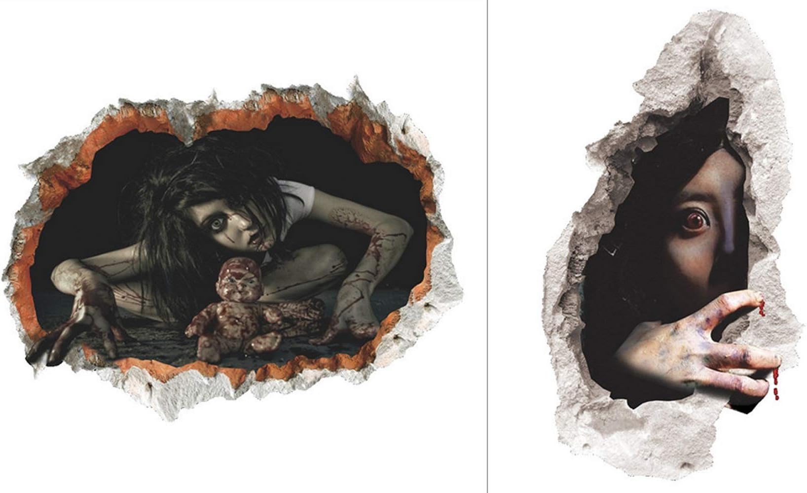 CICADAS 2 PCS Halloween Wall Stickers,Removable 3D Horror Ghost Wall Stickers,Halloween Wall Decals,Waterproof Wall Decals,60cm * 45cm