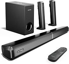 ULTIMEA 4.1 Barres de Son pour TV, Barre de Son TV avec Subwoofer Réglables, 2-en-1 Barre de Son Détachable, Soundbar Bluetooth 5.3, 3 Modes d'EQ, Arc/Optique/Aux, Montage Mural, Série Apollo S50