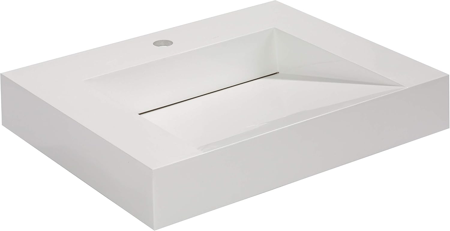 Aquamoon Venice Bathroom Vessel Sink – Shallow Basin for Counter Top – Pre-Drilled for Single Handle Faucet (24", Infinity)