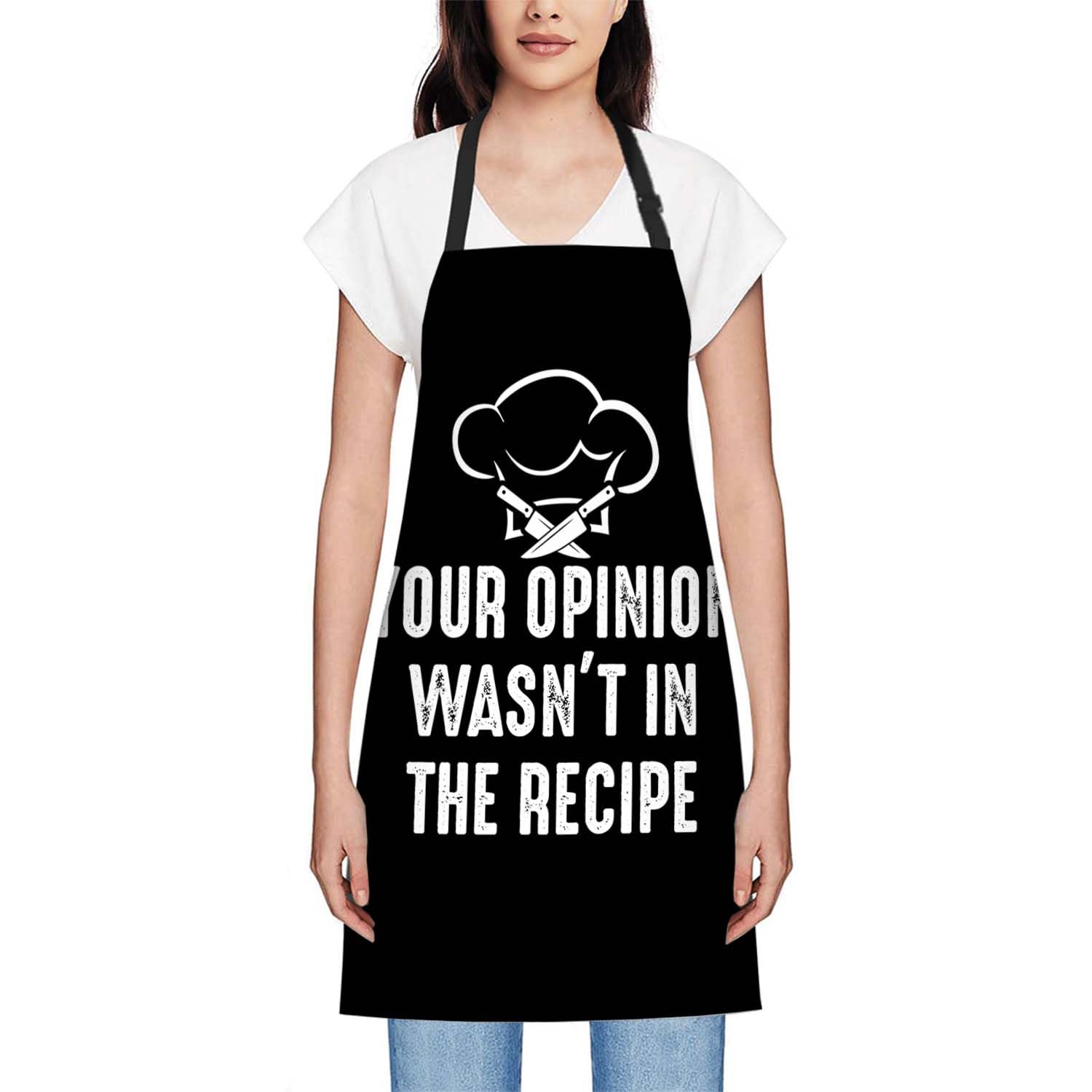 Smooffly Funny Chef Apron - Men & Women's Cooking and Baking Apron, Kitchen & BBQ Bib, Your opinion wasn't in the recipe, 27x31 Inch - Image 2